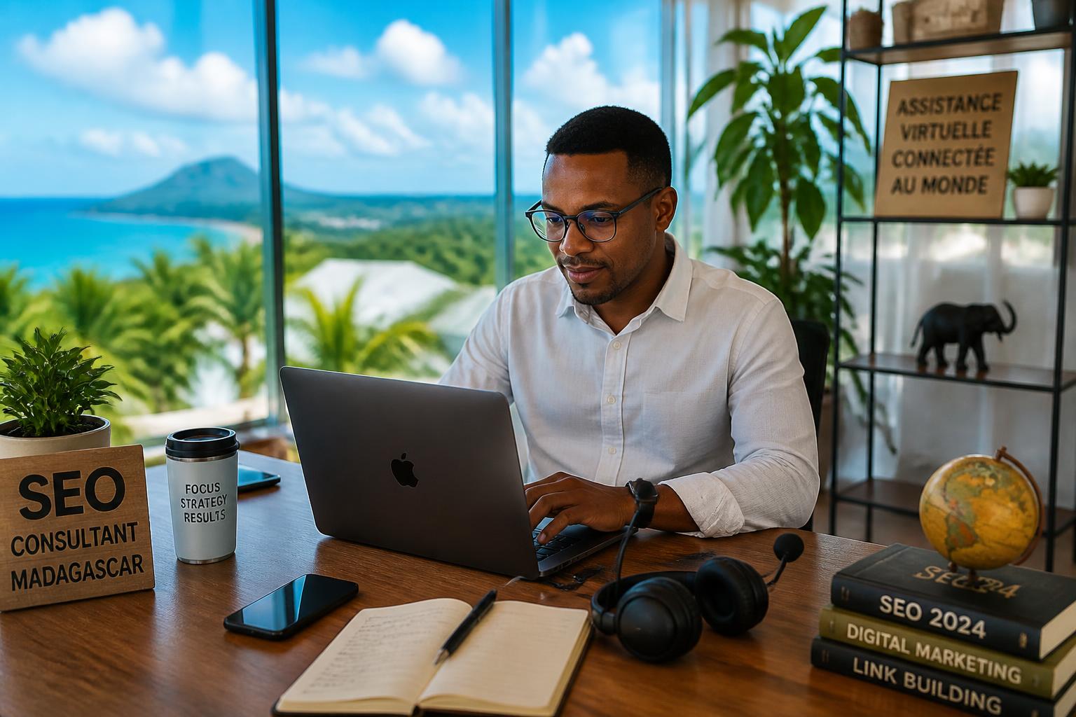 agence spécialisée à madagascar offrant des services de consultant seo et le placement d'assistants virtuels qualifiés pour accompagner les entrepreneurs dans leur croissance.