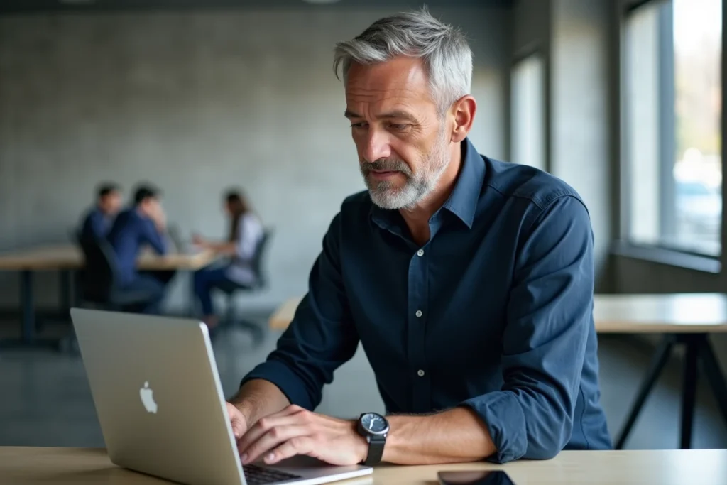 Comparaison côte à côte d'un clavier Mac et d'un clavier Windows posés sur un bureau de bureau moderne