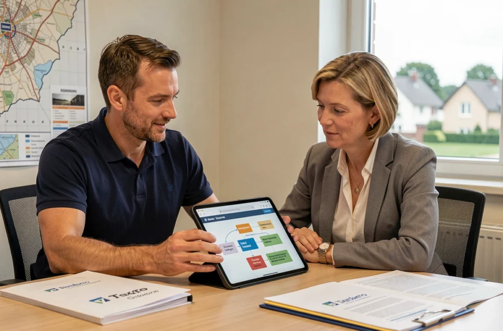 Consultant numérique accompagnant une cliente dans sa transformation digitale WordPress en Essonne