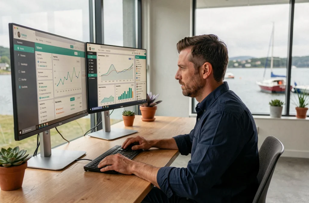 Développeur web et expert SEO de l'agence Azelty travaillant sur des tableaux de bord analytiques à Vannes