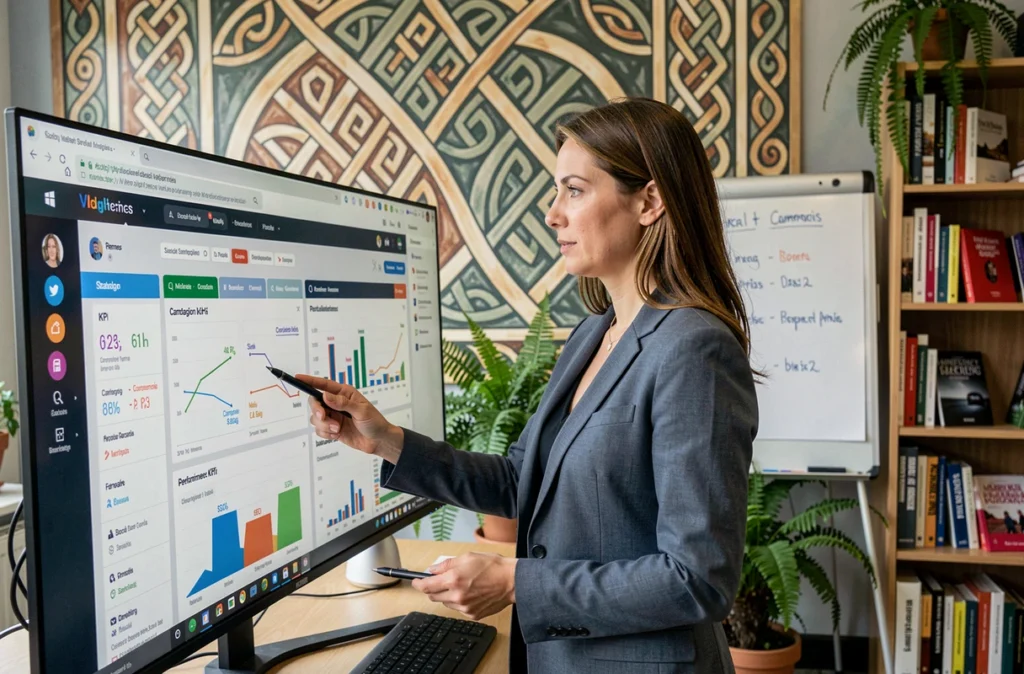 Consultante en stratégie digitale de Digimood analysant des performances webmarketing en Bretagne