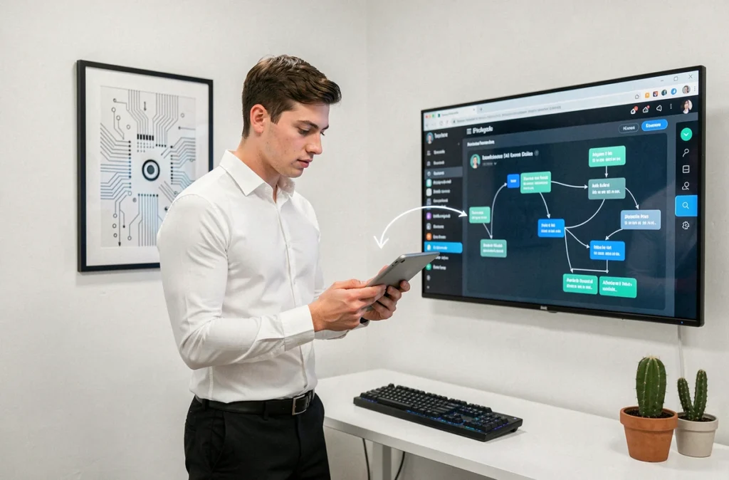 Ingénieur en automatisation IA du studio EOCHE travaillant sur des workflows web à Vitré