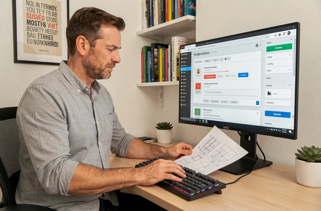 Professionnel web réalisant la maintenance et la personnalisation d'un site WordPress sur mesure